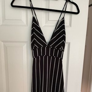 Black and white stripe mini dress